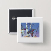 Wood Duck Flight of Fancy Vierkante Button 5,1 Cm (Voorkant /achterkant)