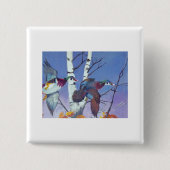 Wood Duck Flight of Fancy Vierkante Button 5,1 Cm (Voorkant)