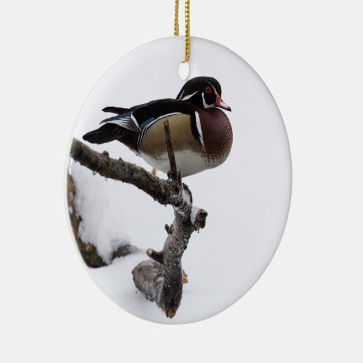 Wood Duck in Snow Keramisch Ornament (Rechts)
