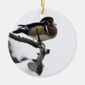 Wood Duck in Snow Keramisch Ornament (Voorkant)