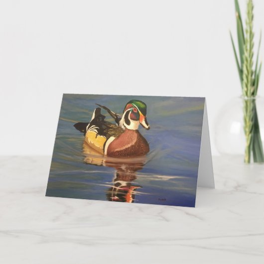 Wood Duck on Water Blank Greeting Card Kaart (Voorkant)