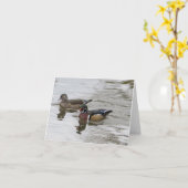 Wood Duck Pair Kaart (Gele Bloem)
