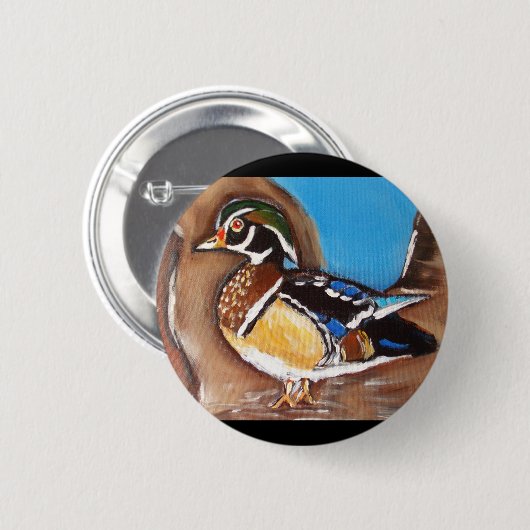 WOOD DUCK RONDE BUTTON 5,7 CM (Voorkant /achterkant)