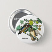 Wood Duck van John James Audubon, Birdwatcher Bird Ronde Button 5,7 Cm (Voorkant /achterkant)