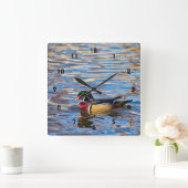 Wood Duck Wall Clock Vierkante Klok (Huis)