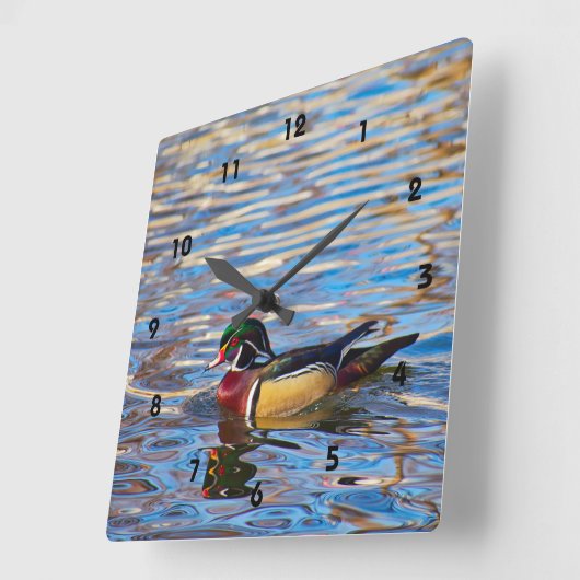 Wood Duck Wall Clock Vierkante Klok (Hoek)