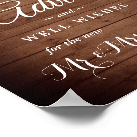 Wood en Blush Rozen Advice and Well Wish Sign Poster (Hoek)