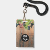 Wood en Logo van wijnstokken Badge (Achterkant met lanyard)