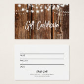 Wood- en String Lights Holiday Cadeaucertificaat Visitekaartje (Voorkant /achterkant)