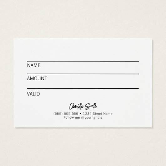 Wood- en String Lights Holiday Cadeaucertificaat Visitekaartje (Achterkant)