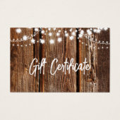Wood- en String Lights Holiday Cadeaucertificaat Visitekaartje (Voorkant)