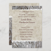 Wood en White Shabby Lace Wedding Invitation Kaart (Voorkant / Achterkant)
