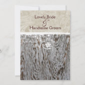 Wood en White Shabby Lace Wedding Invitation Kaart (Achterkant)