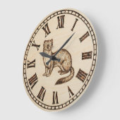 Wood Engraved Ferret Wall Clock Grote Klok (Hoek)
