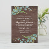Wood Eucalyptus Photo Collage QR Code Wedding Kaart (Staand voorkant)