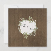 Wood Fence Laurel Leaf Wreath w Babys BreatArt Kaart (Achterkant)