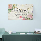 Wood Floral String Lights Wedding Welcome Banner (Beurs)