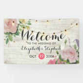 Wood Floral String Lights Wedding Welcome Banner (Horizontaal)