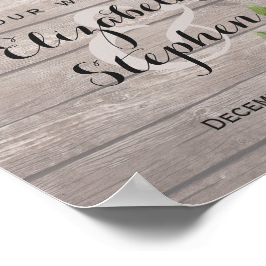 Wood Floral String Lights Welkomstbord bruiloft Poster (Hoek)