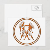 Wood Gemini Zodiac Twins Astrology Sign Briefkaart (Voorkant / Achterkant)