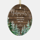 Wood Gepersonaliseerde godouders kerstversiering Keramisch Ornament (Rechts)