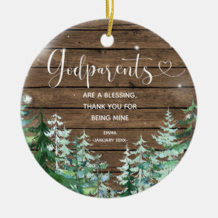 Wood Gepersonaliseerde godouders kerstversiering Keramisch Ornament