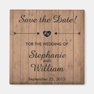 Wood Grain Bewaar de datummagneet. Hart en Pijlen. Magneet