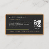 Wood Grain Black Gold Builder Contractor QR Code Visitekaartje (Achterkant)