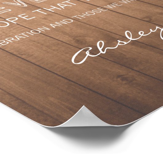 Wood Grain bruiloft bedankt dat je een ritueel tek Poster (Hoek)