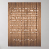 Wood Grain bruiloft bedankt dat je een ritueel tek Poster (Voorkant)