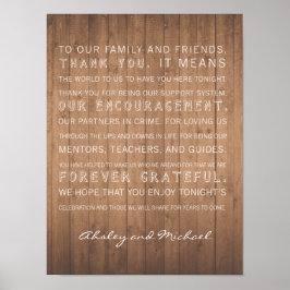 Wood Grain bruiloft bedankt dat je een ritueel tek Poster