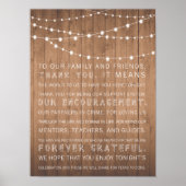 Wood Grain bruiloft bedankt dat je een ritueel tek Poster (Voorkant)
