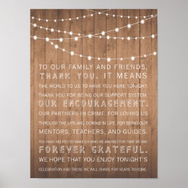 Wood Grain bruiloft bedankt dat je een ritueel tek Poster