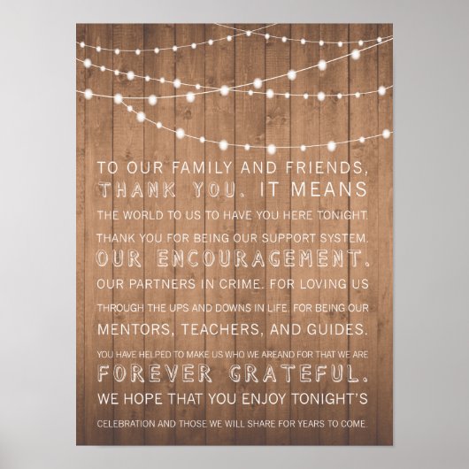 Wood Grain bruiloft bedankt dat je een ritueel tek Poster (Voorkant)