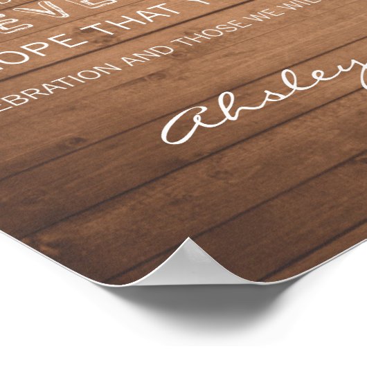 Wood Grain bruiloft bedankt dat je een ritueel tek Poster (Hoek)
