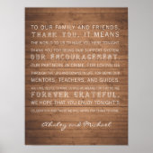 Wood Grain bruiloft bedankt dat je een ritueel tek Poster (Voorkant)
