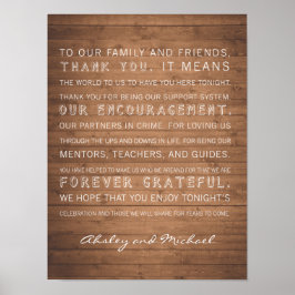 Wood Grain bruiloft bedankt dat je een ritueel tek Poster