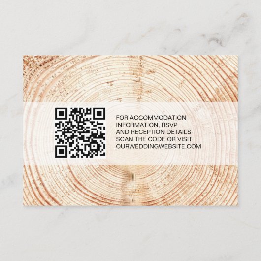 Wood Grain Details Rustieke Bruiloft QR code Sjabl Informatiekaartje (Achterkant)