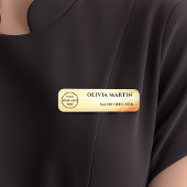 Wood-grain Gold-2 Magnetic Name Badge
