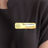 Wood-grain Gold-4 Magnetic Name Badge