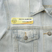 Wood-grain Gold Magnetic Name Badge (In situ)