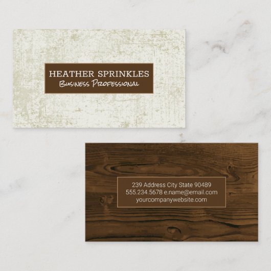 Wood Grain Grunge  Achtergrond Visitekaartje (Voorkant / Achterkant)