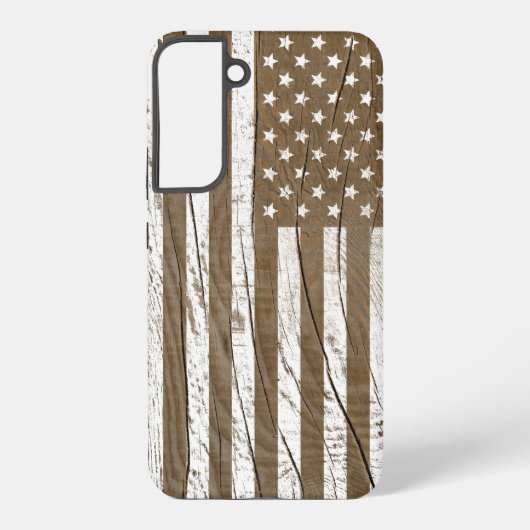 Wood Grain Grunge Amerikaanse vlag Samsung Galaxy Hoesje (Achterkant)