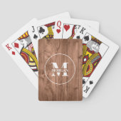 Wood Grain Monogram Personalized Initial & Name Pokerkaarten (Achterkant)
