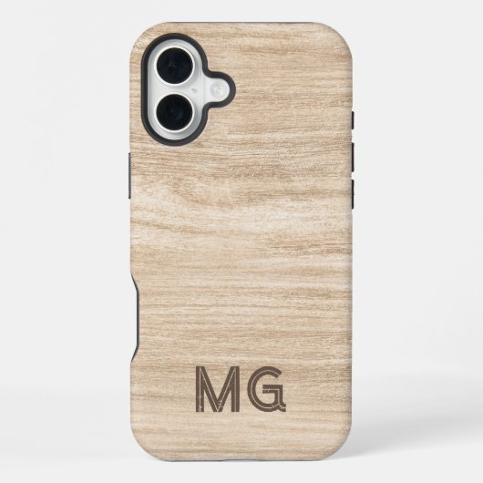 Wood Grain Phone Case | Personalized Monogram iPhone Hoesje (Achterkant)