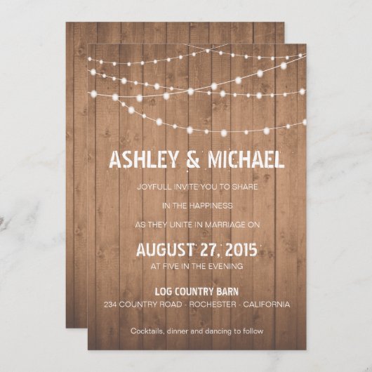 Wood Grain suite Huwelijksuitnodiging schuur stijl Kaart (Voorkant / Achterkant)