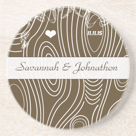 Wood Grain Tree Save the Date Onderzetter (Voorkant)