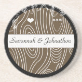 Wood Grain Tree Save the Date Onderzetter (Voorkant)