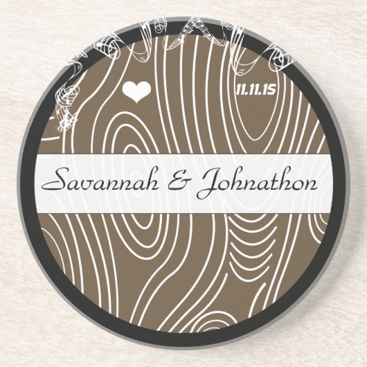 Wood Grain Tree Save the Date Onderzetter (Voorkant)