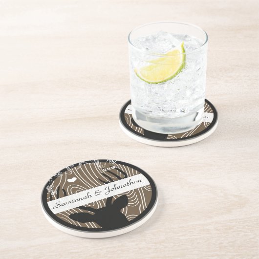 Wood Grain Tree Save the Date Onderzetter (Zijkant)